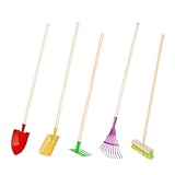 Rekord Kinder Gartengeräte Set 5-teilig (Schaufel (Gelb), Spitzspaten (Rot), Rechen...