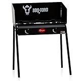 BBQ-Toro Gas Grilltisch mit Windschutz | Gusseisen Gaskocher 2 Brenner 78 x 45 x...