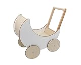 Puppenwagen Lauflernwagen, aus Holz, Lauflernhilfe mit gummierten Holzrädern,...