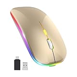 LED-Maus, wiederaufladbar, schlank, leise, 2,4 G, tragbar, USB, optisch, kabellos,...