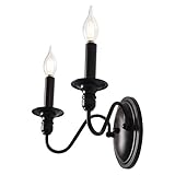 MRHYSWD Wandleuchte Innen Vintage 2 Flammig Wandlampe Innen Kerzen Wandleuchten Schwarze...