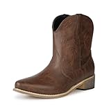 Remxi Western-Cowboystiefel für Damen, Stiefeletten, niedrig, klobig, spitzer...