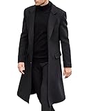 ECDAHICC Herren Casual Slim Fit Wollmantel Lange Jacke Kerbkragen Trenchcoat Einreihiger...