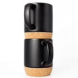 Kaffeetassen Set Arabica (2 x 375ml) - Kaffee-Becher aus Keramik mit Korkboden und Deckel