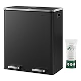 SONGMICS Mülleimer, 2 x 30 Liter, 2 Fächer, Mülltrennsystem, Treteimer, Abfalleimer...