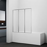 MARWELL Badewannenfaltwand Moon 120x130 cm – 3-teilige faltbare Duschabtrennung für...