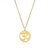 SIPURIS OM-Halskette für Damen, indisches Yoga, Aum, Om, Ohm, Edelstahl, hinduistische...