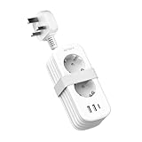 JSVER Reiseadapter UK, Kompakt 2Fach England Deutschland Reisestecker Adapter mit USB C&2...