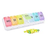 GeekerChip Tablettenbox 7 tage,Pillendose 7 Tagemedikamentenbox,Leicht Zu Öffnen,Bequem...