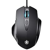 Uineer Maus Mit Kabel, ergonomisches Design, bis zu 7200 DPI einstellbar mit 6 Tasten,...