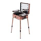 Make-up Koffer Schminkkoffer mit Beleuchtung & Spiegel, 8 LED-Lampen, höhenverstellbare...