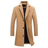 EMATOP Mantel Herren Lange Slim Fit Wintermantel Freizeit Business Wollmantel Winter...