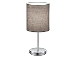 Reality Leuchten Tischleuchte Jerry R50491011, Metall Nickel matt, Stoffschirm Grau, exkl....