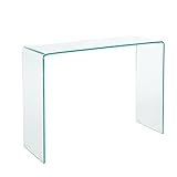 Extravaganter Glas Konsolentisch Fantome 100cm Transparent Schreibtisch Ganzglastisch