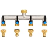 OPERMAXER 4-Wege Wasserhahn Wasserverteiler, Verlängerter Griff, 3/4 Zoll Messing...