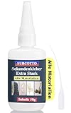 Sekundenkleber 50g, Sekundenkleber extra stark, Superkleber extra stark für...