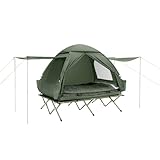 SoBuy Feldbett mit Zelt 2 Personen 7in1 Wurfzelt mit Luftpumpe, Rolltasche, Schlafsack,...