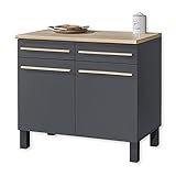 BILBERRY Moderner Küchenunterschrank in Eiche Sonoma Optik, Anthrazit - Geräumiger...