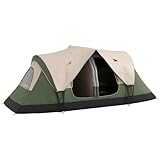 Outsunny Campingzelt, Tunnelzelt für 6-8 Personen, mit Lichthaken, Meshfenster, 2 Räumen...