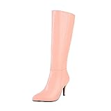 Damen-Stiefel Mit Spitzer Zehenpartie Und Hohem Absatz, Modische Kniehohe Stiefel...