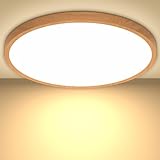 Led Deckenleuchte Deckenlampe Holzolzoptik Lampe, Flach Rund Led Lampe Decke...