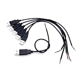 JZK 6 Stück 2-adriges USB 2.0-Kabel, USB-Stecker, 30 cm, 2 abisolierte...
