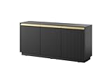 3E 3xE living.com Kommode mit 3 Türen & 6 Einlegeböden – Graphitschwarz – 153,4 x...