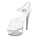 Poo4kark Sexy Super High Heels mit wasserdichten Plateausandalen, transparente...