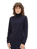 TOM TAILOR Damen 1039821 Basic Pullover mit Rollkragen, 10668-sky Captain Blue, L