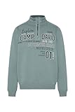 Camp David Herren Pullover mit Troyer-Kragen, Tapes und Logo Prints Teal XL