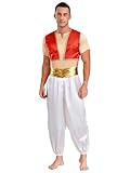 Miutii Herren Arabischer Prinz Kostüm Satin Weste Jacke + Hemd Tops + Haremshose Orient...