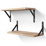 AGM Wandregal Holz, Regal Wand 2er Set, Dekorativ Regale für Wände, Tiefe 15cm, Länge...