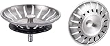 Ibergrif Universal Siebkörbchen Edelstahl (2er Set)- Spülbecken Stöpsel 80mm,...