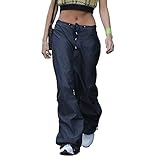 Sawmew Damen Cargo Hose Straight Sweathose Elastische Bund Capri Hosen Schlaghose Sport...