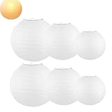6 Stück Papierlampenschirm, Lampion Weiß, Lampenschirme, Papierlampion, Lampenschirm...