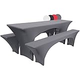 Beautissu Edles Strechhussen Set 3tlg. Victoria - Elastische Hussen für Bierzeltgarnitur...