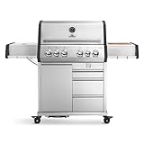 BURNHARD 4-Brenner Gasgrill Edelstahl inkl. Heckbrenner, mit Gusseisen Grillrost & inkl....