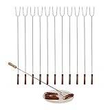 Relaxdays Grillspieße, 6er Set, Holzgriff, Sicherer Abstand, Lagerfeuer, Universal, 80 cm...