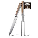 BAUMFELD 2-teiliges Tranchierbesteck Set – Fleischgabel und Fleischmesser (Silber, 2...