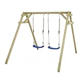 WICKEY Kinderschaukel Schaukelgestell Smart Move - Schaukel blau & Gestell Holz, Outdoor...