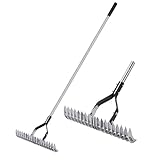 YEELOR Rechen für Landschaftsbau, 38,1 cm, robuster Gartenrechen mit Edelstahlgriff,...
