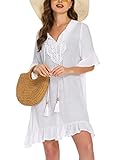 AI'MAGE Sommerkleid für Damen Pareos & Strandkleider für Damen Weiß,XL