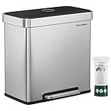 SONGMICS Mülleimer Küche, 2 x 30L, Mülltrennsystem, 2 Fächer, 15 Müllsäcke,...
