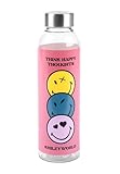 Smileyworld Trinkflasche aus Glas - Smiley Flasche Wasserflasche 500 ml Pink