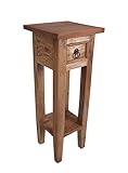 Spetebo Mahagoni Beistelltisch mit Schublade 67 x 25 cm - Natur - Vintage Holz...