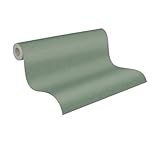 A.S. Création Cuba einfarbige Vliestapete mit Struktur 0,53 x 10,05 m – Grün...