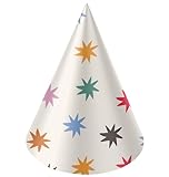 Folat 26872 Dekoration weiß mit bunten Sternen Hütchen-Starburst-6...