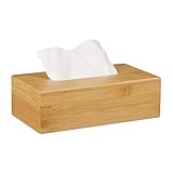 Relaxdays Kosmetiktücherbox Bambus, HBT: 8,5 x 27,5 x 15,5 cm, Tuchspender für...