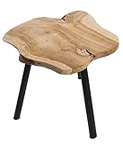 LS-LebenStil Beistelltisch Couchtisch Teakholz 44cm Hocker Braun Schwarz Massivholz...