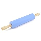 Remeel Teigroller mit Metallachse, Silikon Nudelholz als Backzubehör, Backrolle mit nicht...